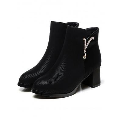 Giày boot nữ cao 5p da bò