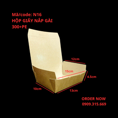 Hộp giấy kraft nắp gài 650ml đựng bánh tráng trộn