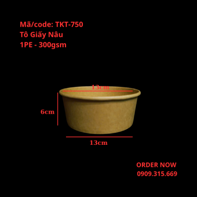 Tô giấy kraft 750ml đựng mì trộn