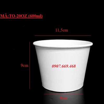 Tô giấy trắng đựng chè dung tích 600ml
