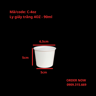 Tô giấy trắng đựng yaourt 90ml