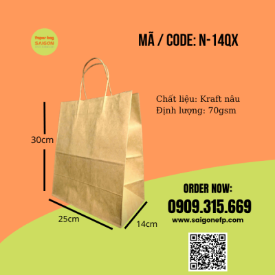 Túi giấy kraft quai xách đựng quà lưu niệm, handmade
