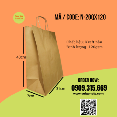 Túi giấy kraft quai xách đựng hoa tươi.