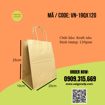 Túi giấy kraft đựng bánh mang đi có quai xách