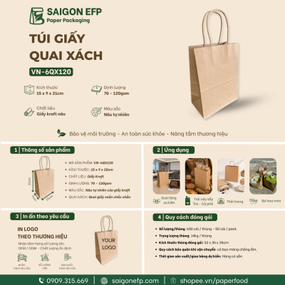 Túi Giấy Kraft Quai Xách Đa Năng – Quà Tặng Sự Kiện, Thời Trang, Trà & Cà Phê