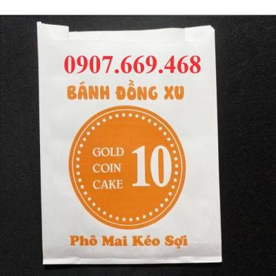 Túi giấy xếp hông đựng bánh đồng xu, bánh cá