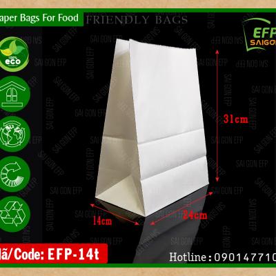 Túi giấy kraft không quai màu trắng (100 cái/đơn)