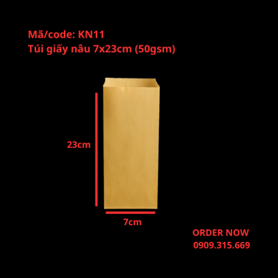 Túi giấy nâu đựng bánh mì que size 7x23cm